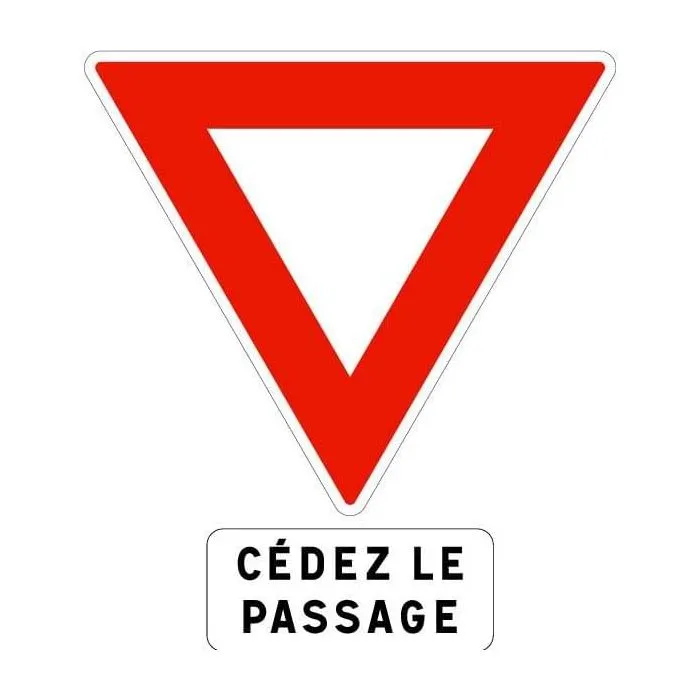Panneau Cédez le passage AB3a + M9c
